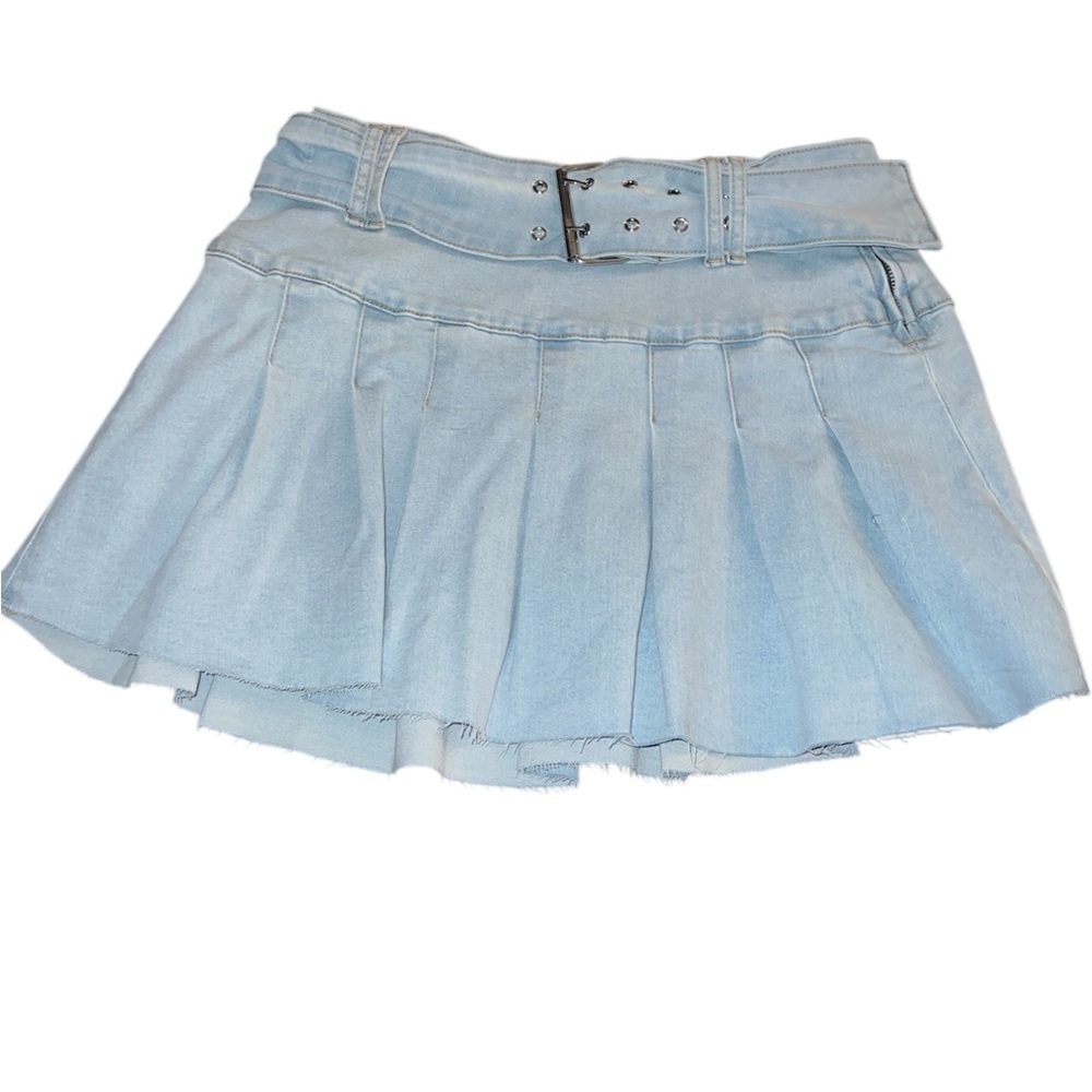 Fashion Nova Kids Light Blue Denim Pleated Tennis Skirt (14/16). NWT